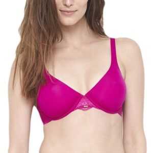 BeMe NYC Women's Rough & Tumble Unlined Lace Demi Bra In Pink NWT